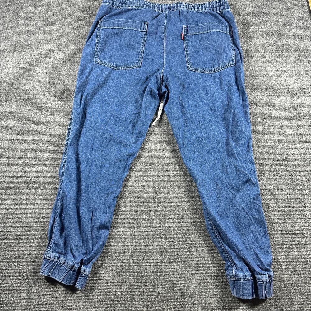 Levi's Women's M Blue Denim Jogger Pants Elastic Waist Drawstring Cuffed - Picture 7 of 8